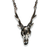 Sterling Deer Skull Pendant Necklace - Moon Raven Designs