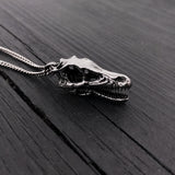 Silver necklace with detailed skull pendant, gothic style | Moon Raven