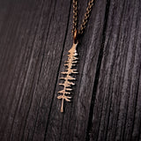 Spruce Tree Silhouette Sitka Charm Pendant Necklace Solid Cast Jeweler's Bronze - Moon Raven Designs
