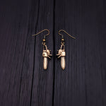 Chainsaw Dangle Earrings Solid Hand Cast Jewelers Bronze Polished Oxidised Finish Three Dimensional - Moon Raven Designs