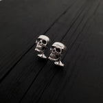 Human Skull Cufflinks - Solid Hand Cast 925 Sterling Silver - Polished Oxidized Finish - Unisex Suit Accessory Gift for Him or Her