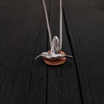 Hummingbird Charm Pendant Necklace - Solid Hand Cast 925 - Oxidized Polished Finish - Three dimensional Detail - Multiple Chain Lengths
