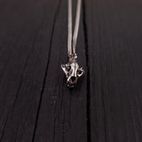 Cat Skull Pendant Necklace - Solid Hand Cast 925 Sterling Silver - Fully Articulated Jaw - Domestic House Cat Jewelry Gift