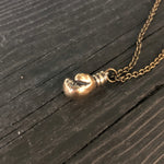 Boxing Glove Charm Pendant Necklace - Solid Cast Bronze - Polished Oxidized Finish - Multiple Chain Lengths Available