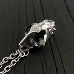 Faceted Bear Skull Necklace - Solid Hand Cast Silver Plated Bronze - Three Dimensional Detail Grizzly Skull - Multiple Chain Lengths
