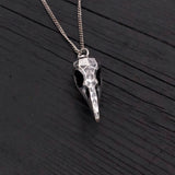 Faceted Raven Skull Necklace - Solid Hand Cast Silver Plated Bronze - Three Dimensional Detail Bird Skull - Multiple Chain Lengths
