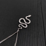 Viper Snake Pendant Necklace - Solid Hand Cast Sterling Silver - Polished Oxidized Finish - Multiple Chain Lengths - Serpent Jewelry