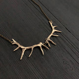 Imperial Elk Antler Choker Bib Necklace - Solid Bronze