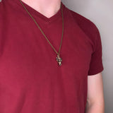 Grey Wolf Skull Necklace in Solid Bronze Wolf Skull Pendant Wolf Skull Jewelry