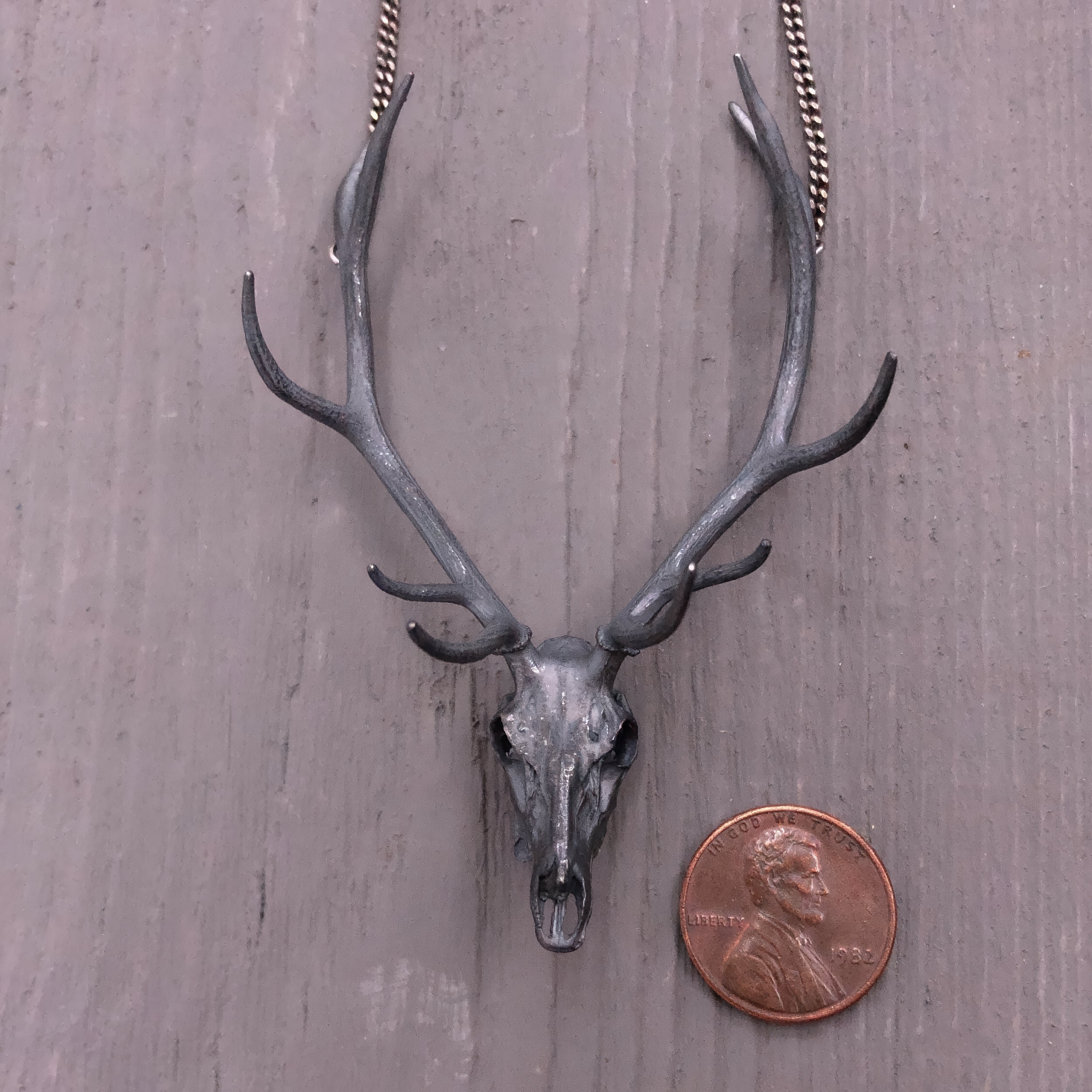 Elk Skull Necklace Solid Sterling Silver