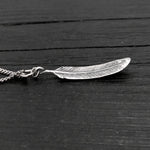 3D feather Pendant Necklace- Solid Cast 925 Sterling Silver - Oxidized Hand Polished Finish - Bird Jewelry
