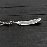 3D feather Pendant Necklace- Solid Cast 925 Sterling Silver - Oxidized Hand Polished Finish - Bird Jewelry