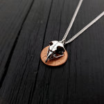 Owl Skull Charm Pendant Necklace - Solid Hand Cast 925 Sterling Silver - Polished Oxidized Finish - Multiple Chain Options - Unisex Owl Gift