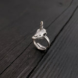 Unicorn Skull Ring - Solid Hand Cast Silver Plated Bronze - Polished Oxidised Finish - Sizes 5 to 11 Available - Rare Unique Gift for Her
