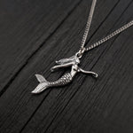 Mermaid Charm Pendant Necklace - Solid Hand Cast 925 Sterling Silver - Three Dimensional Detail - Multiple Chain Options - Jewelry Gift