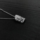 Sterling Silver Tiki Mask Pendant - Small 3/4" x 1/2" - Unique Layering Necklace with Hidden Bail