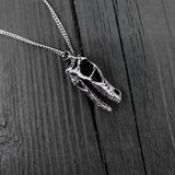 Black & white necklace photo with detailed skull pendant | Moon Raven