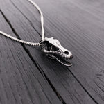 Silver necklace with detailed skull pendant, edgy gothic style | Moon Raven