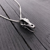 Silver necklace with detailed skull pendant, edgy gothic style | Moon Raven