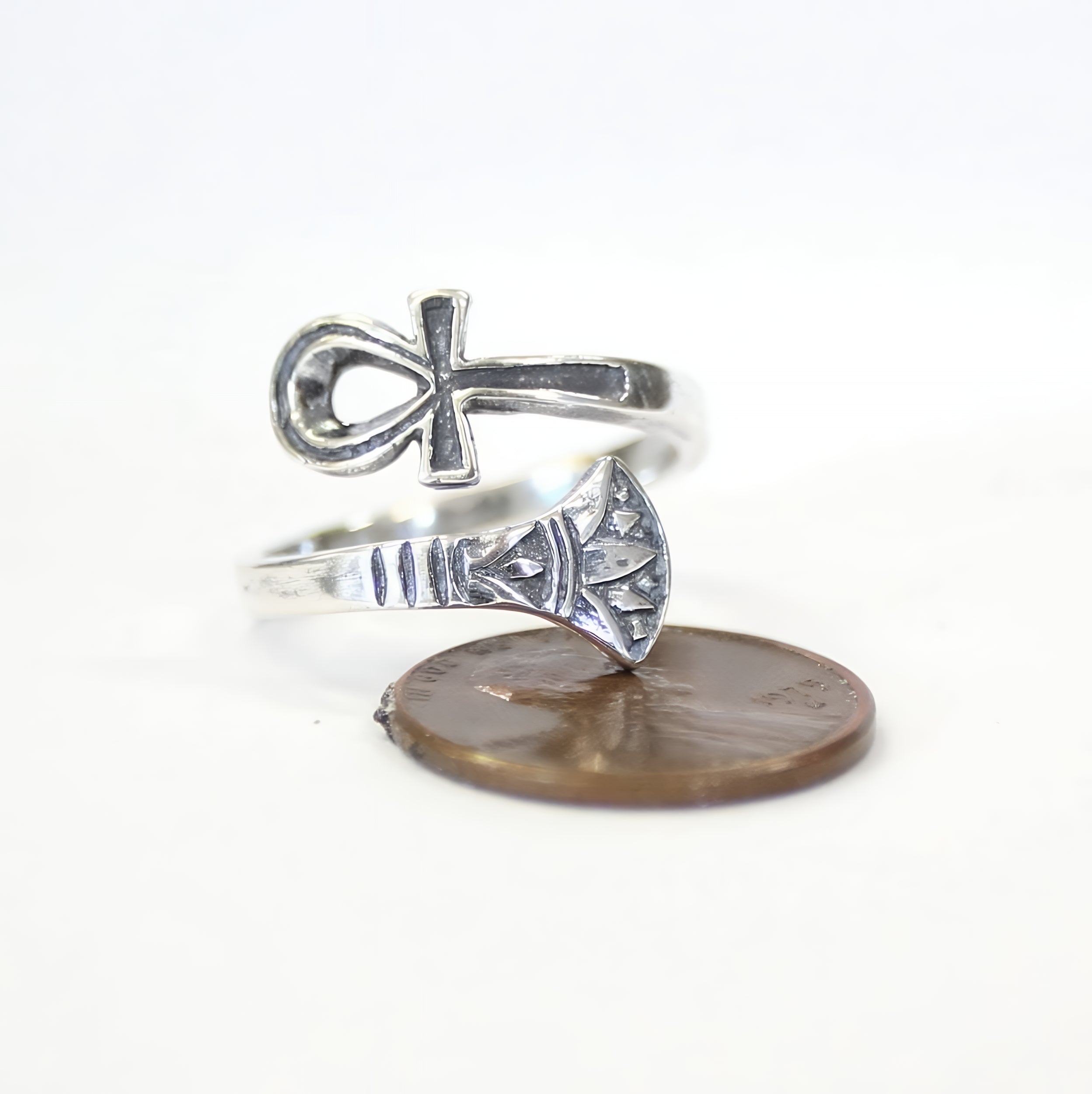 Silver Ankh Ring Egyptian Ring - Moon Raven Designs