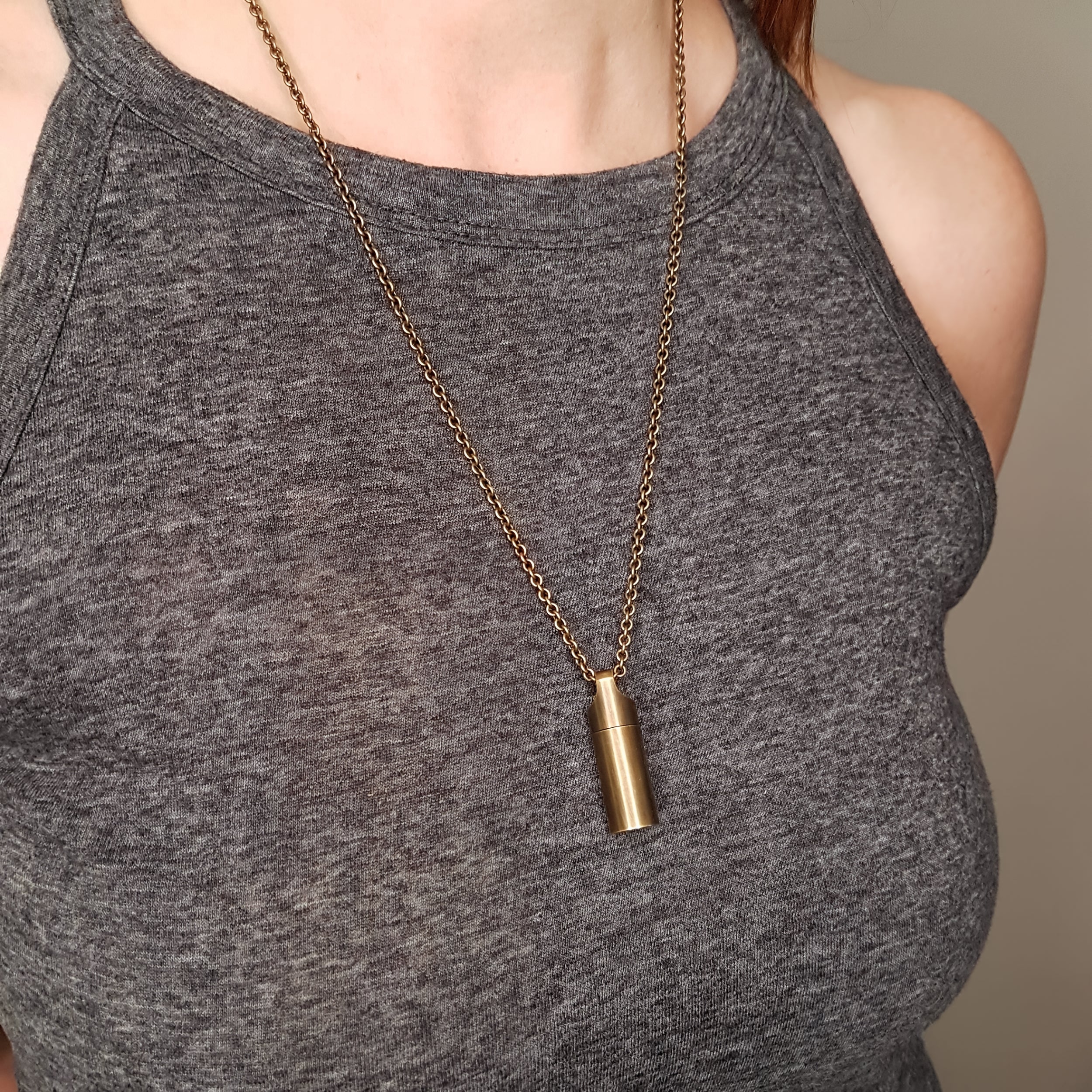 Small Antique Brass Cylinder Capsule - Moon Raven Designs