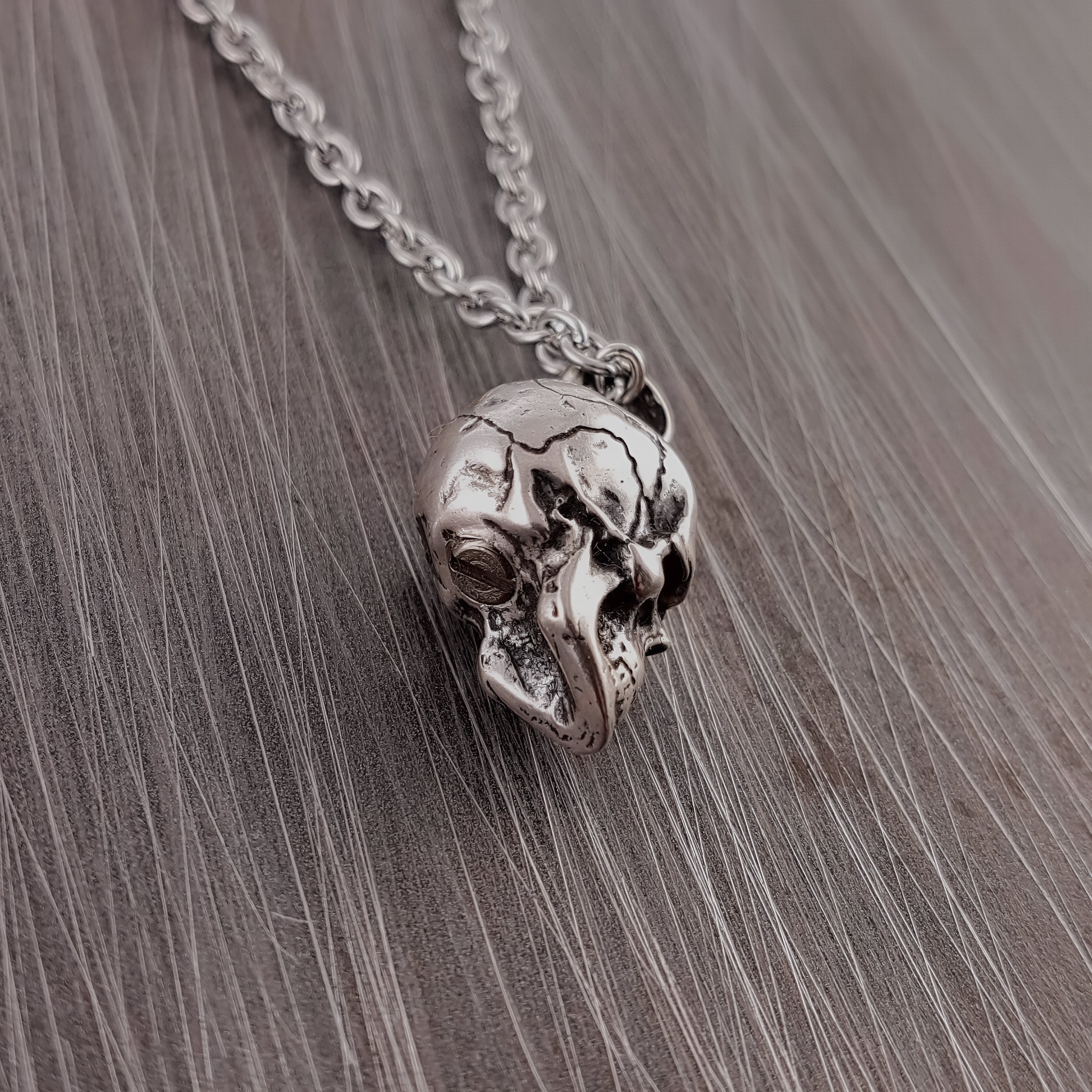 Human Skull Cremation Ash Urn Charm Necklace - Moon Raven Designs