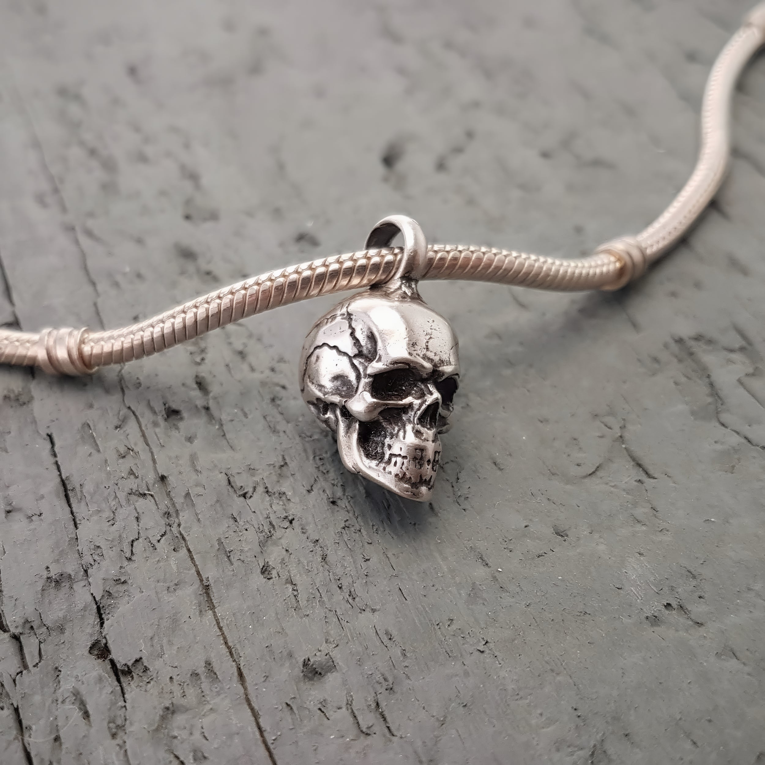 Human Skull Cremation Ash Urn Bracelet Charm - Moon Raven Designs