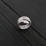 Colubrid Snake Wrap Ring - Solid Hand Cast 925 Sterling Silver - Oxidised Polished Finish - Sizes 4 to 11