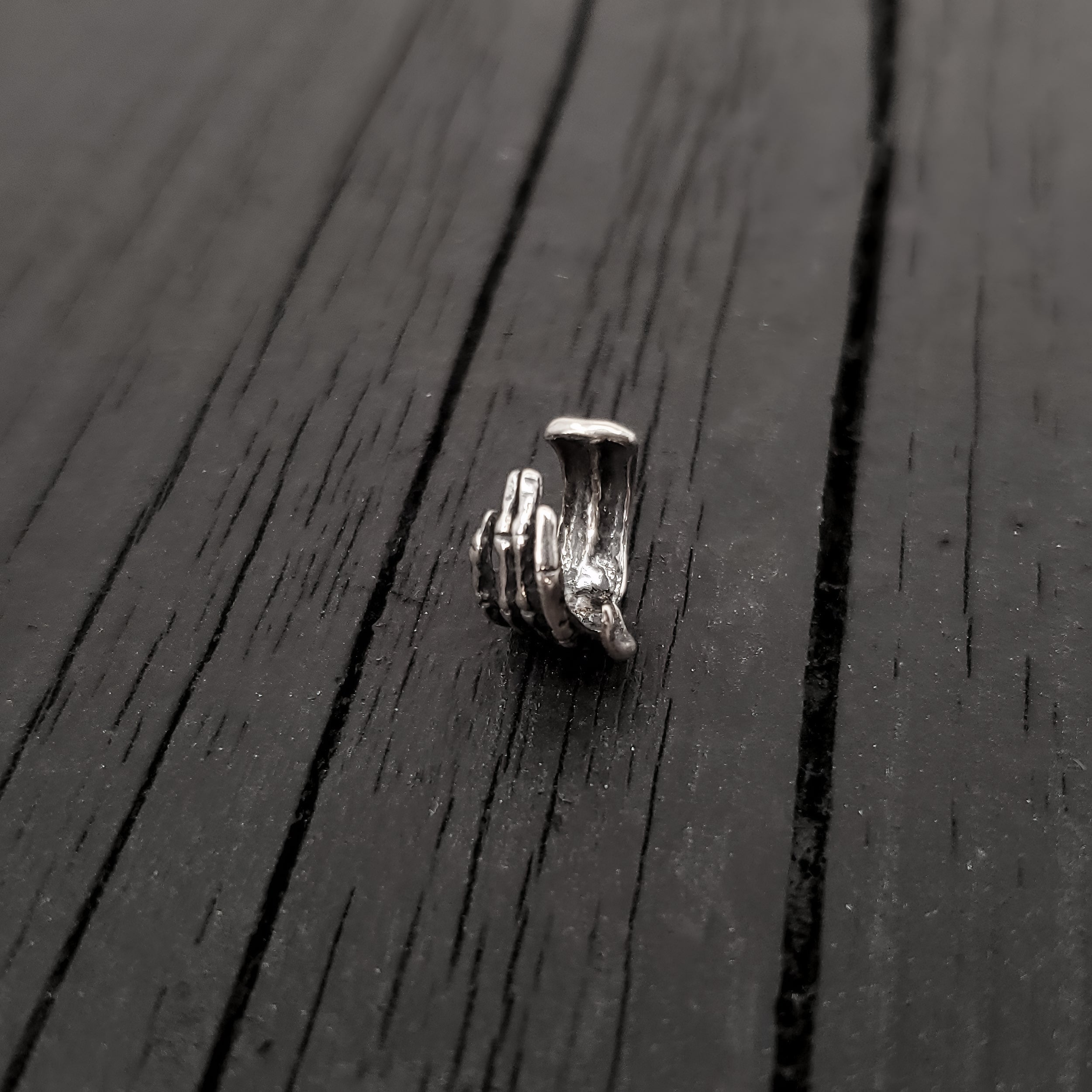 Skeleton Hand Ear Cuff - Solid Hand Cast Sterling Silver - Statement Ear Jewelry Gift for Him or Her