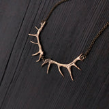 Imperial Elk Antler Choker Bib Necklace - Solid Bronze
