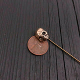 Solid Bronze Human  Skull Ascot Stickpin Stick Pin Ascot Skull Pin