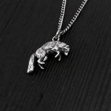 Pouncing Arctic Fox Pendant Necklace in Solid Sterling Silver - Gift For Him or Her - Unique Nature Inspired Forest Creature Jewelry