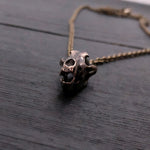 Grey Wolf Skull Necklace in Solid Bronze Wolf Skull Pendant Wolf Skull Jewelry