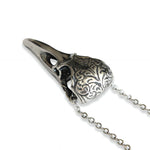 Engraved Raven Skull Pendant - Moon Raven Designs