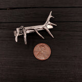 Elk Antler Tie Bar Silver Plated Elk Antler Tie Clasp Deer Antler