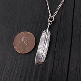 3D feather Pendant Necklace- Solid Cast 925 Sterling Silver - Oxidized Hand Polished Finish - Bird Jewelry
