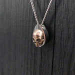 Human Skull Tear Drop Cremation Ash Urn Necklace - Bronze on Stainless Steel - Custom Engraved Personalized Mourning Urn