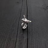 Unicorn Skull Ring - Solid Hand Cast Silver Plated Bronze - Polished Oxidised Finish - Sizes 5 to 11 Available - Rare Unique Gift for Her