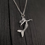 Mermaid Charm Pendant Necklace - Solid Hand Cast 925 Sterling Silver - Three Dimensional Detail - Multiple Chain Options - Jewelry Gift