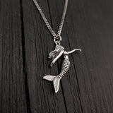Mermaid Charm Pendant Necklace - Solid Hand Cast 925 Sterling Silver - Three Dimensional Detail - Multiple Chain Options - Jewelry Gift