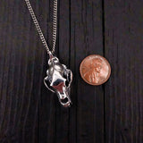 Grizzly Bear Skull Necklace - Solid Sterling Silver - Three Dimensional Detail - Polished Oxidized Finish - Multiple Chain Lengths