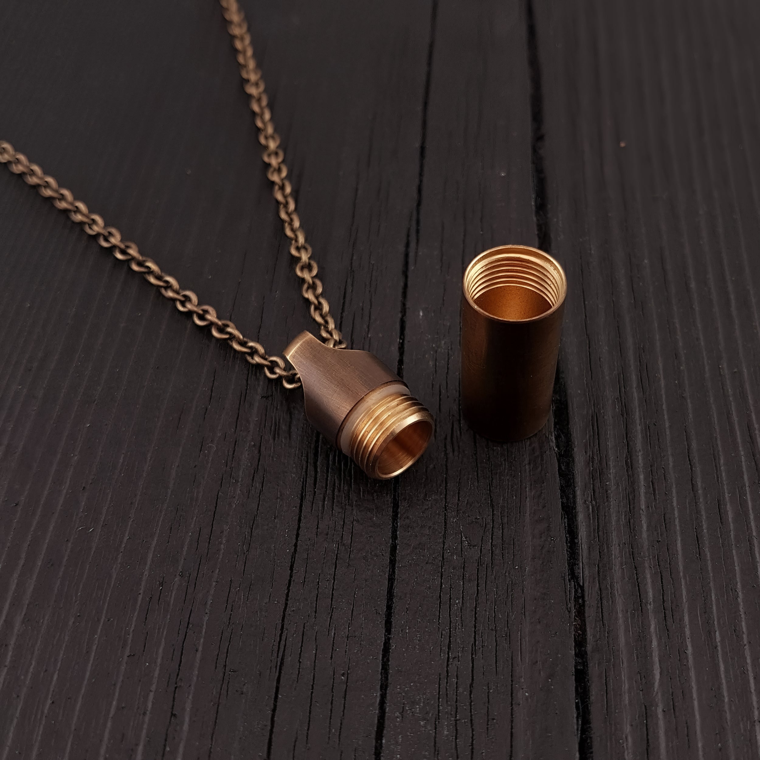 Small Antique Brass Cylinder Capsule - Moon Raven Designs