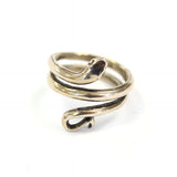 Snake Ring - Egyptian Double Wrap Adjustable Silver Band by Moon Raven Designs