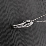 American Alligator Skull Pendant Necklace - Solid Hand Cast Sterling Silver - Polished Oxidised Finish - Multiple Chain Lengths Available