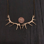 Imperial Elk Antler Choker Bib Necklace - Solid Bronze