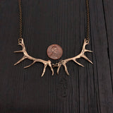 Imperial Elk Antler Choker Bib Necklace - Solid Bronze