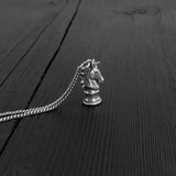 Chess Knight  Pendant Necklace - Solid Sterling Silver Horse Head