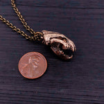 Wolverine Skull Necklace in Solid Bronze Wolverine Skull Pendant Wolverine Skull Jewelry