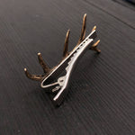 Elk Antler Tie Bar Bronze Elk Antler Tie Clasp Bronze Deer Antler