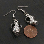Gas Mask Earrings in Solid Sterling Silver Steampunk Gas Mask
